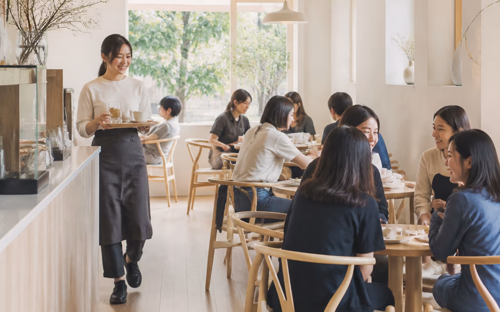 평온한 영업을 이어 가는 밝은 매장의 오후