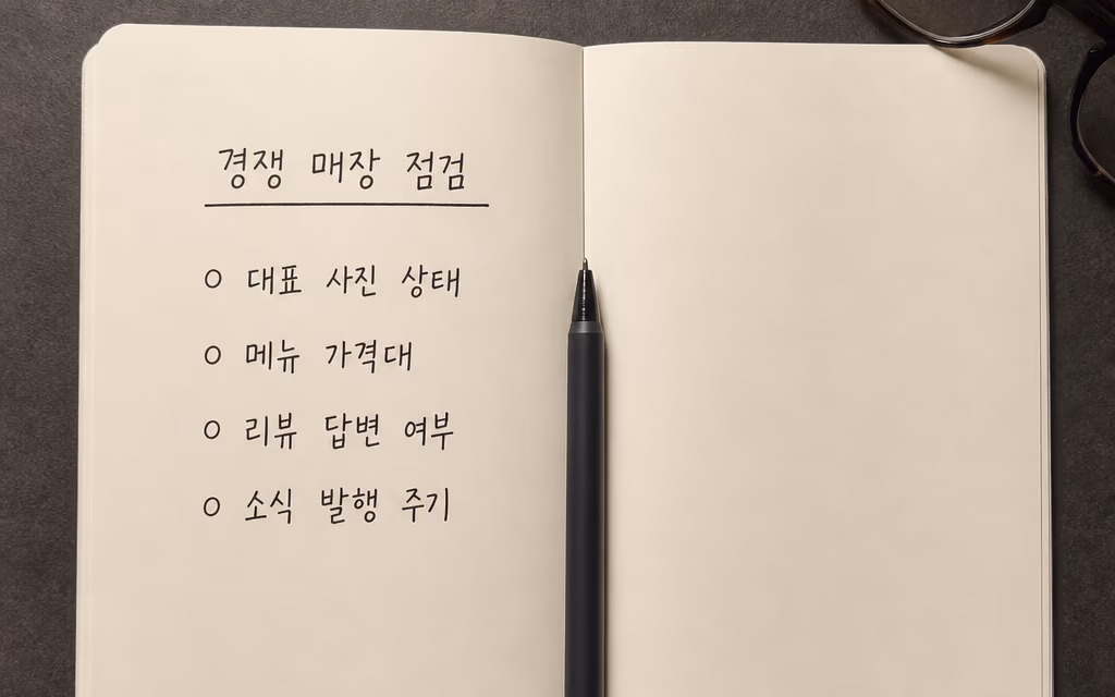 항목별로 정리된 경쟁 매장 점검 노트
