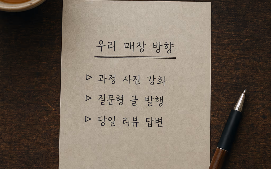 분석에서 나온 방향을 적어 둔 전략 메모