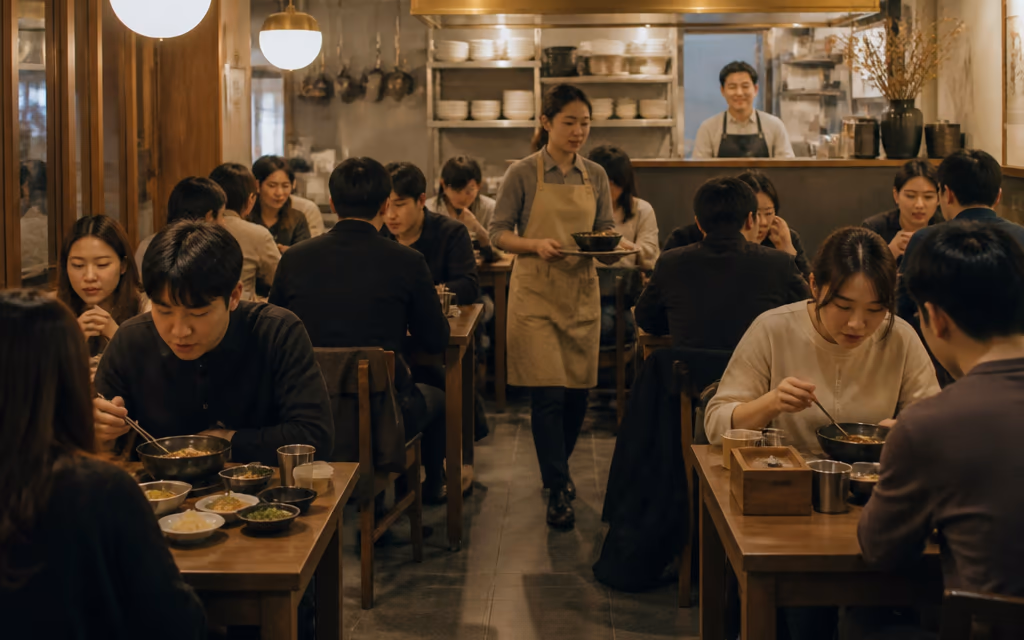저녁 시간 손님으로 다시 채워진 매장 좌석