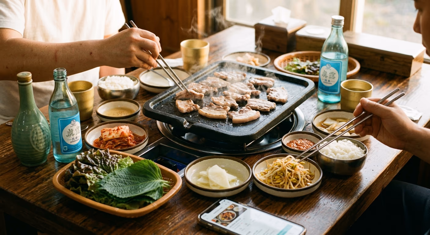 우리가 ‘기본 컷’이라 부르는 한상 플랫레이 · 클릭률이 가장 안정적으로 나오는 구도.