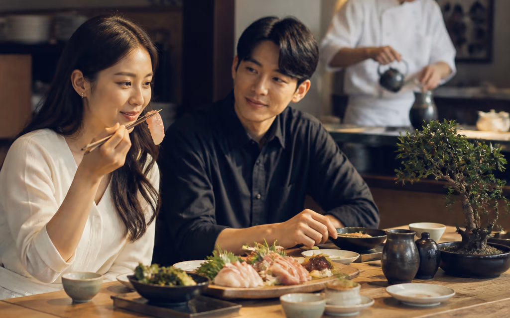 외국인 손님이 활어회를 처음 맛보는 결정적 순간