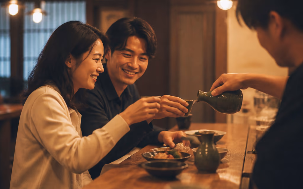 외국인 손님이 이자카야에서 한국식 안주를 체험하는 결정적 순간