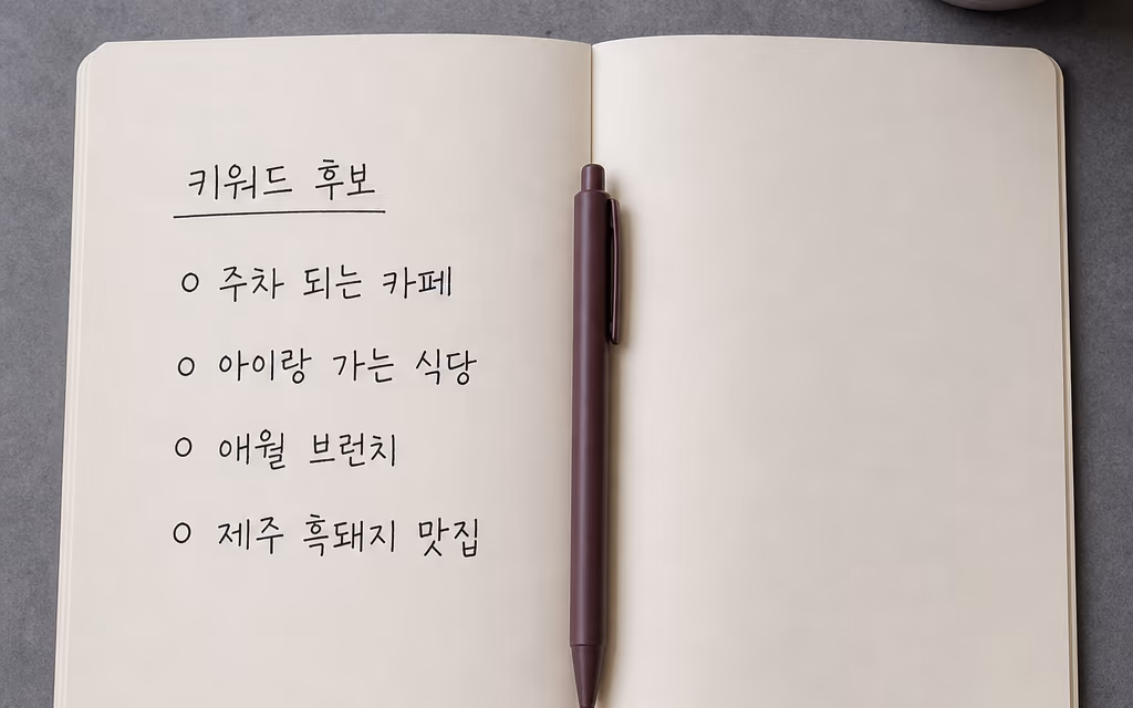 취재에서 모은 손님 질문을 적어 둔 후보 노트