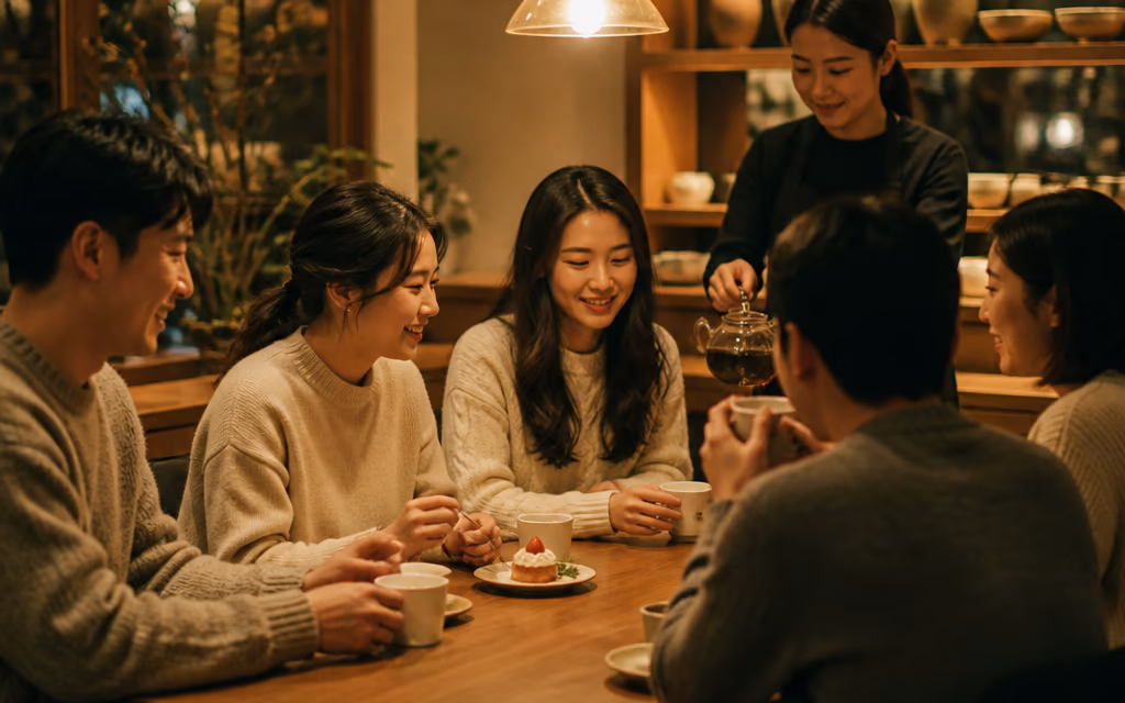 단골 한정 시즌 이벤트에서 손님들이 모인 따뜻한 한 컷