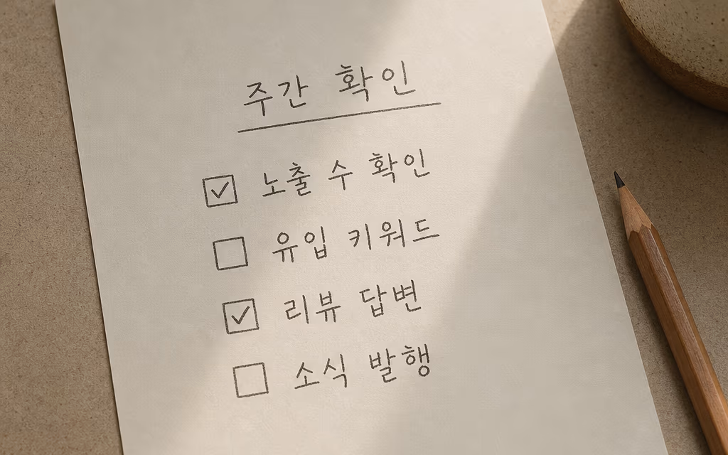 주간 확인 항목이 적힌 운영 체크리스트