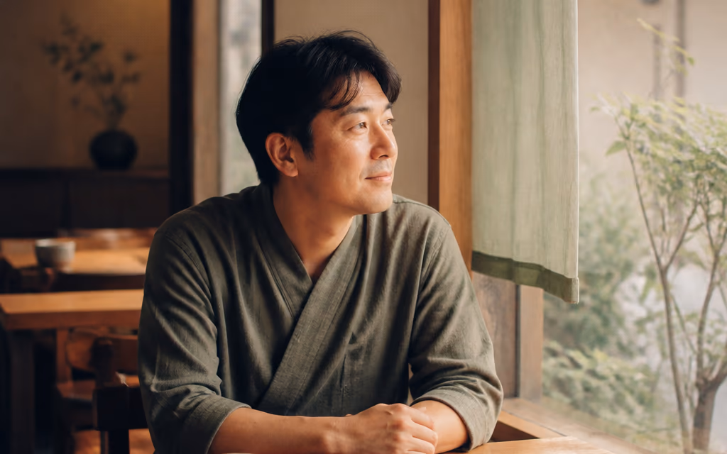 매장 창가에서 목표를 정리하는 사장님