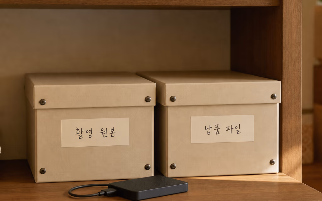 촬영 원본과 납품 파일을 구분해 둔 보관함