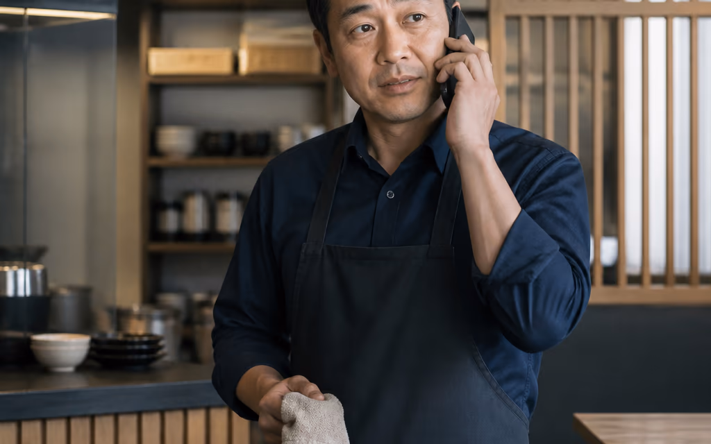 일하던 중 낯선 영업전화를 받는 매장 사장님