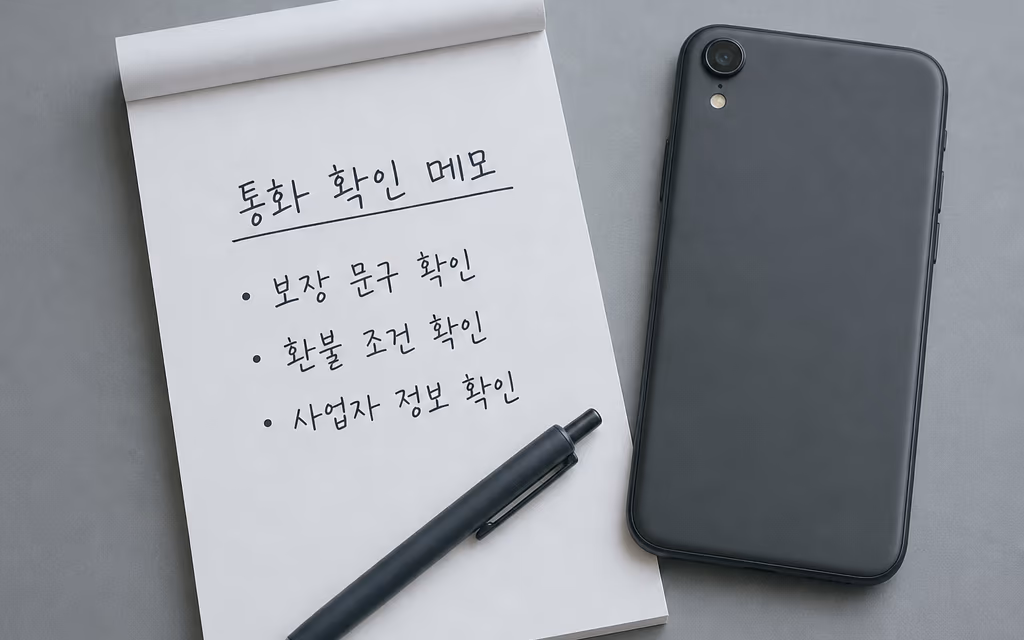 영업전화 내용을 받아 적은 통화 확인 메모