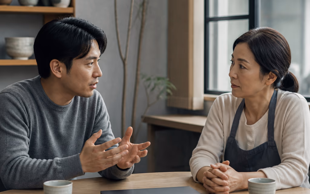 제재 위험을 설명하는 상담 자리의 진지한 분위기