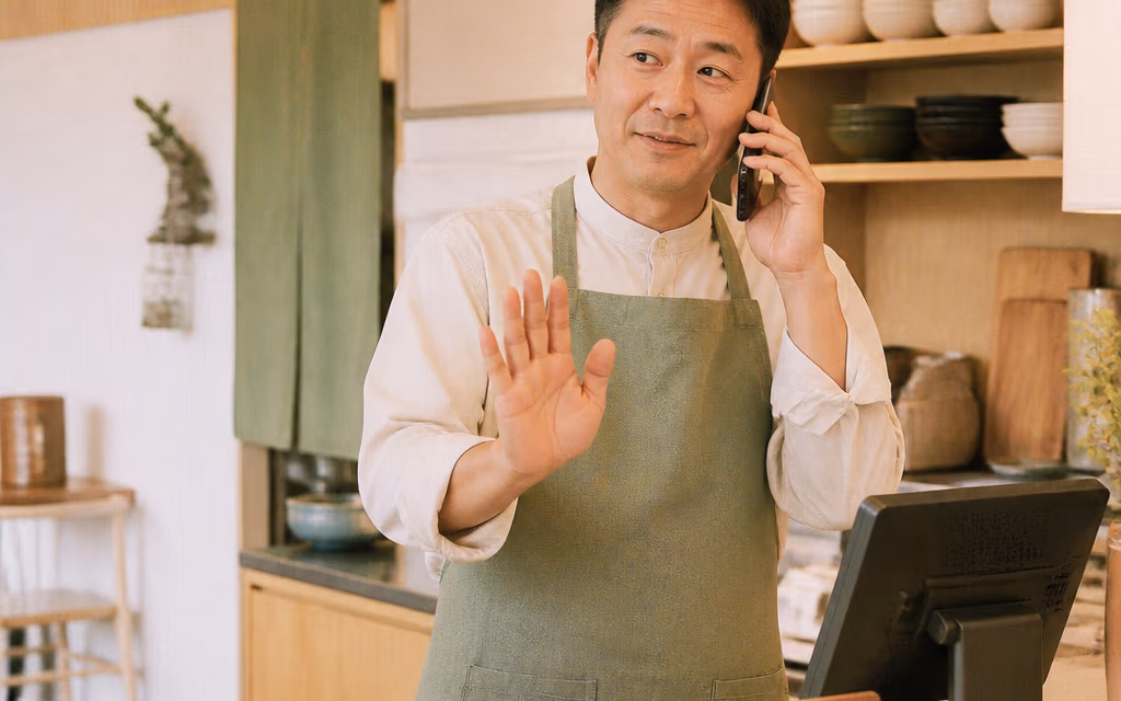 무리한 제안을 정중히 거절하는 사장님의 손짓