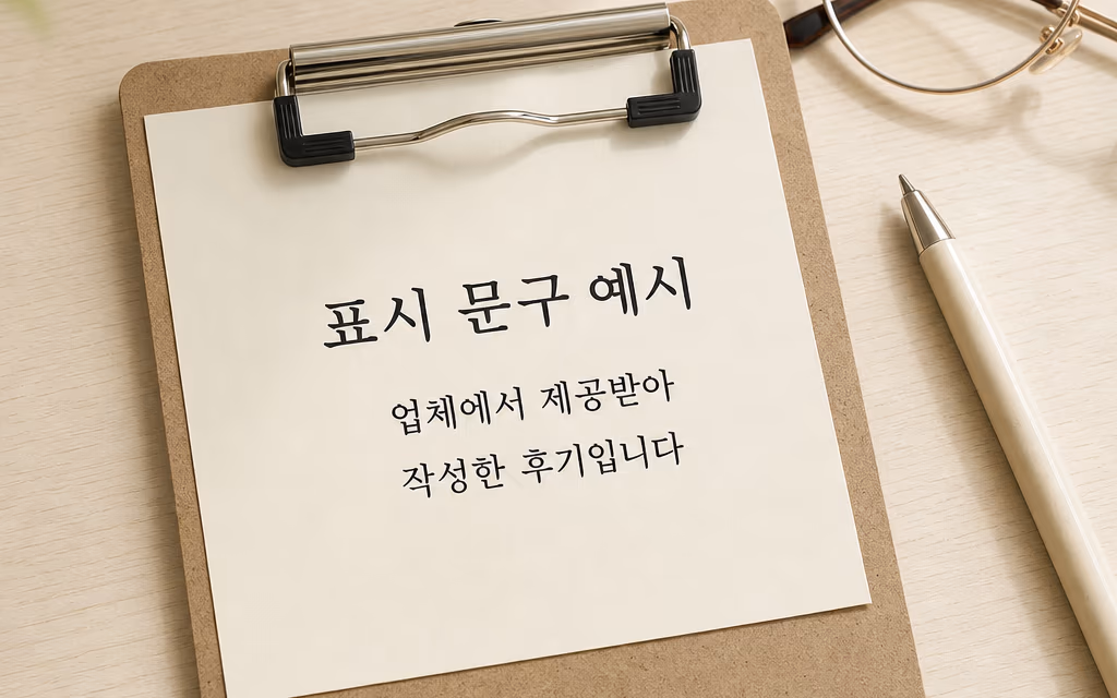 제공 사실을 밝힌 후기 표시 문구 예시