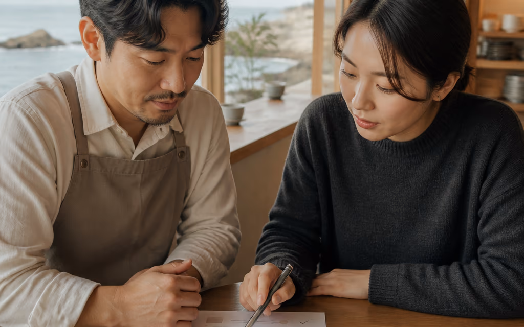 매장 상황을 함께 살펴보는 상담 테이블